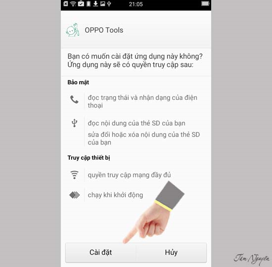 Sau đó, ta vào quản lý tập tin cài đặt Oppo tool vào máy.